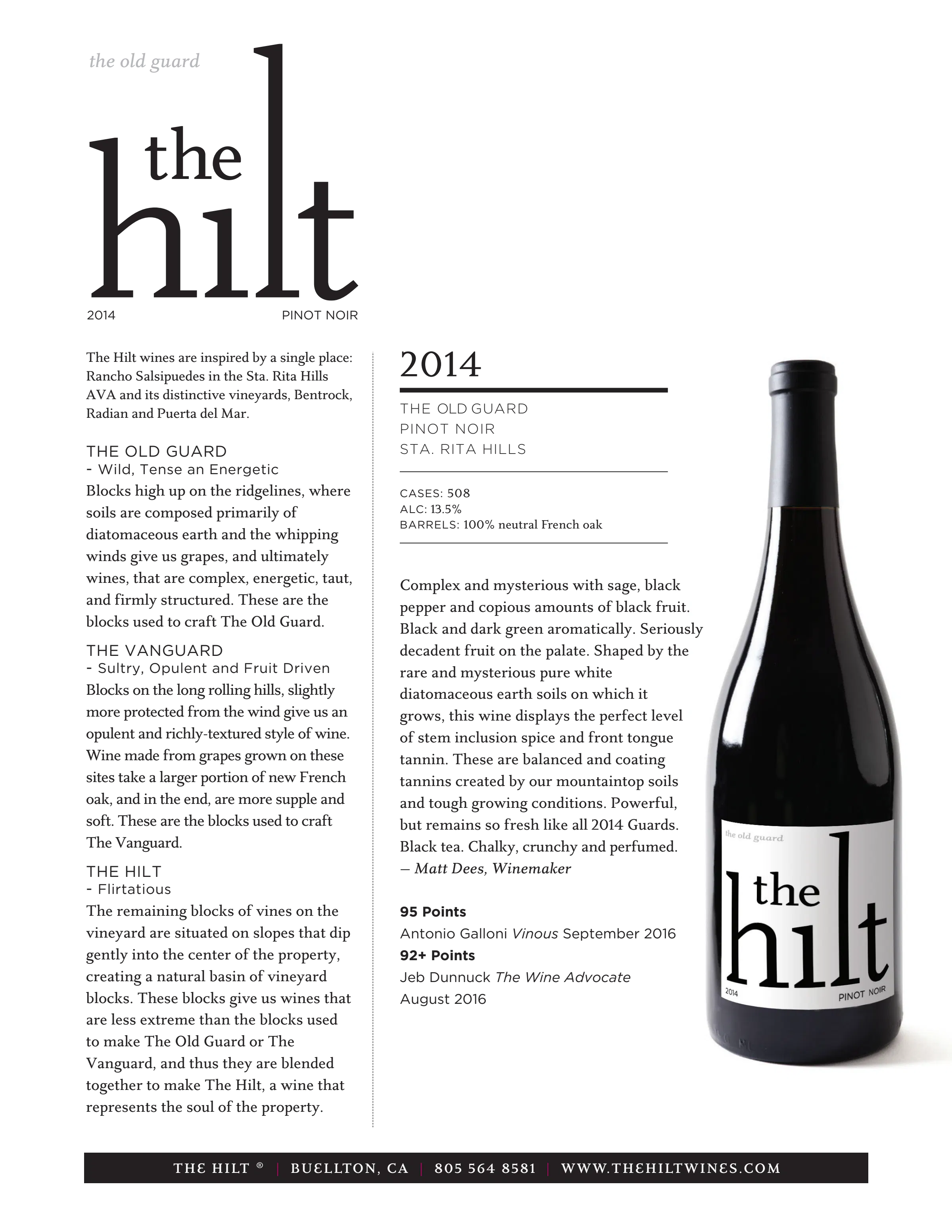2014 THE Hilt The Old Guard Pinot Noir WIS Btl