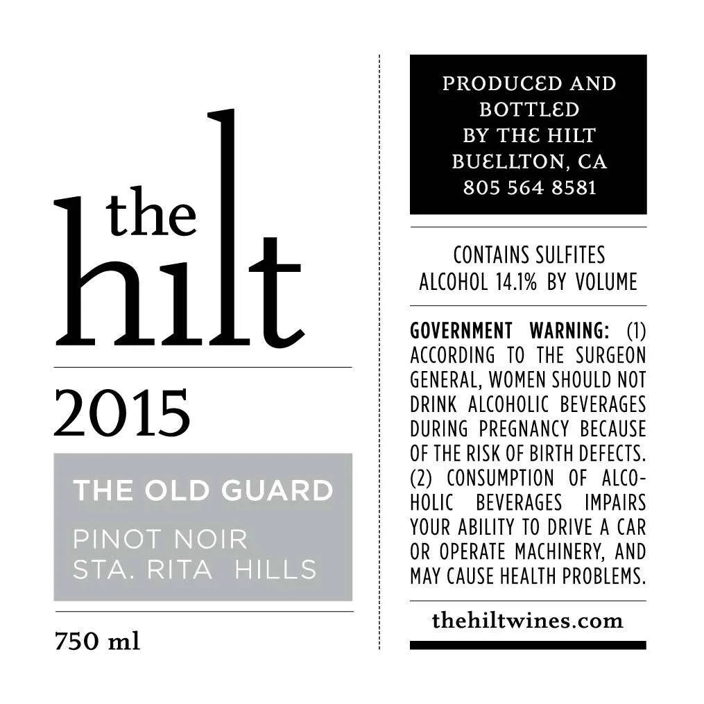 2015 Old Guard Pinot Noir Back