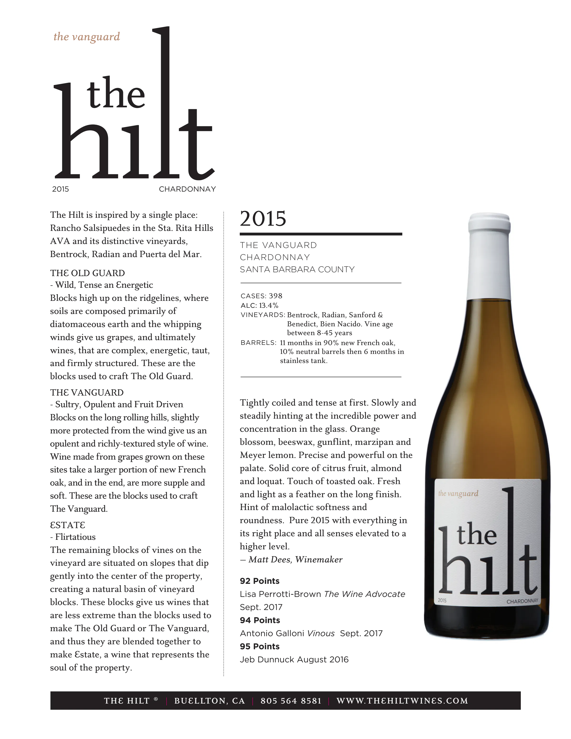 2015 The Hilt The Vanguard Chardonnay with Btl