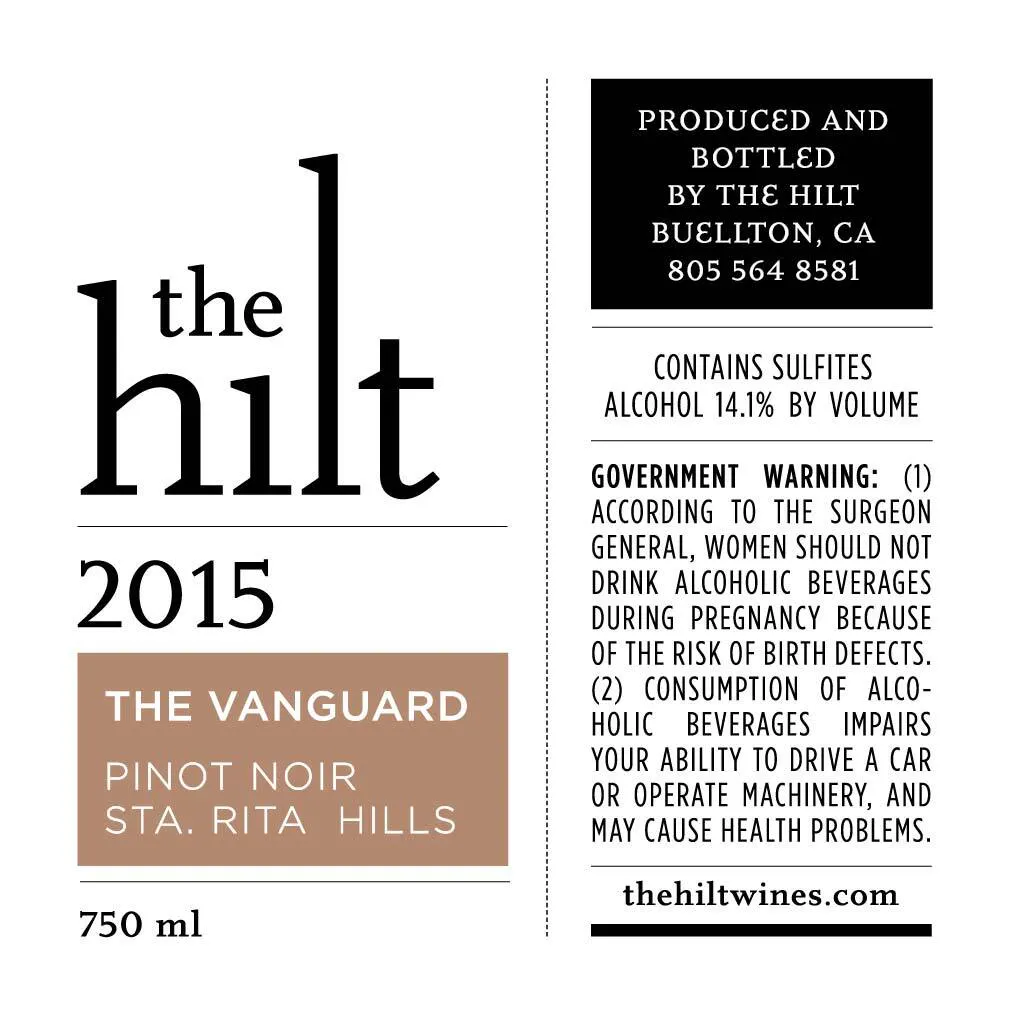 2015 Vanguard Pinot Noir Back