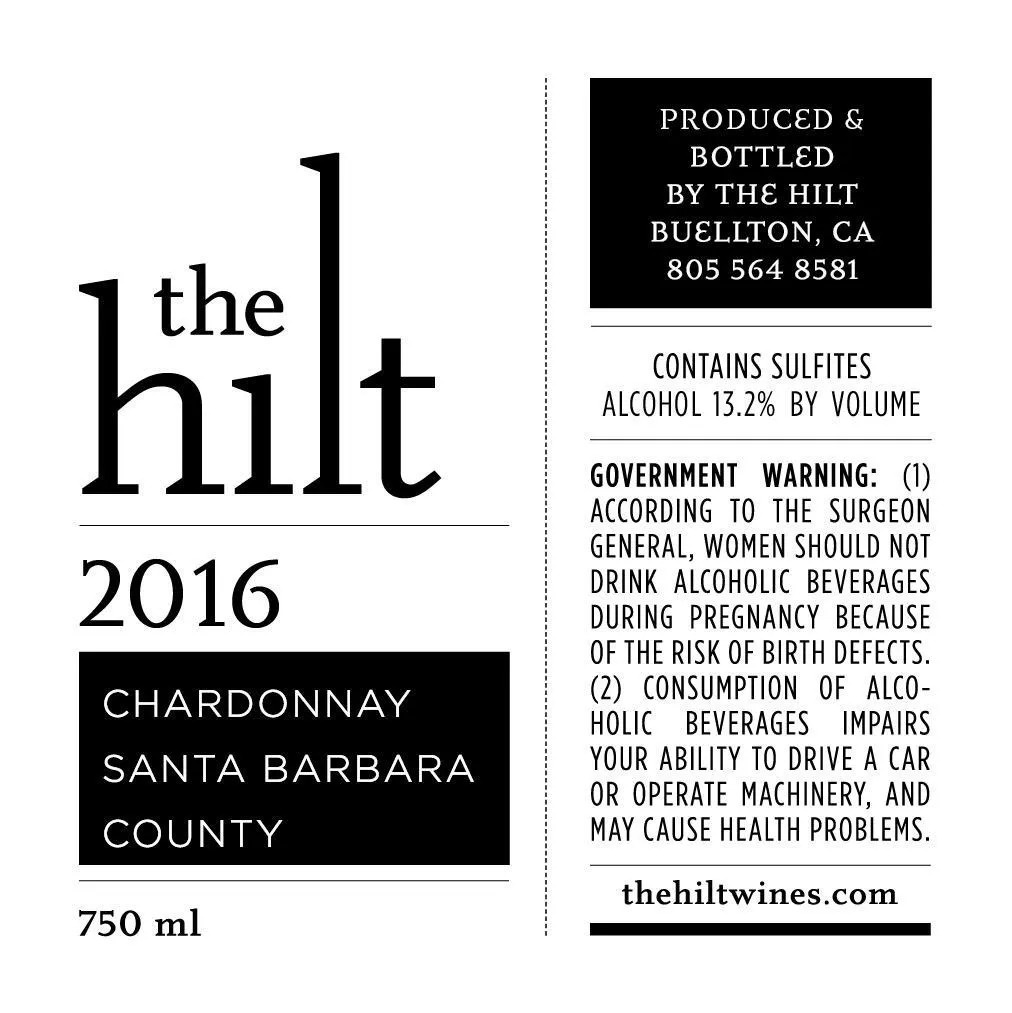2016 Hilt Chardonnay Back