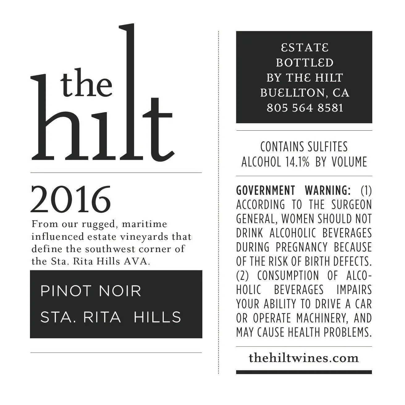 2016 Hilt Estate Pinot Back