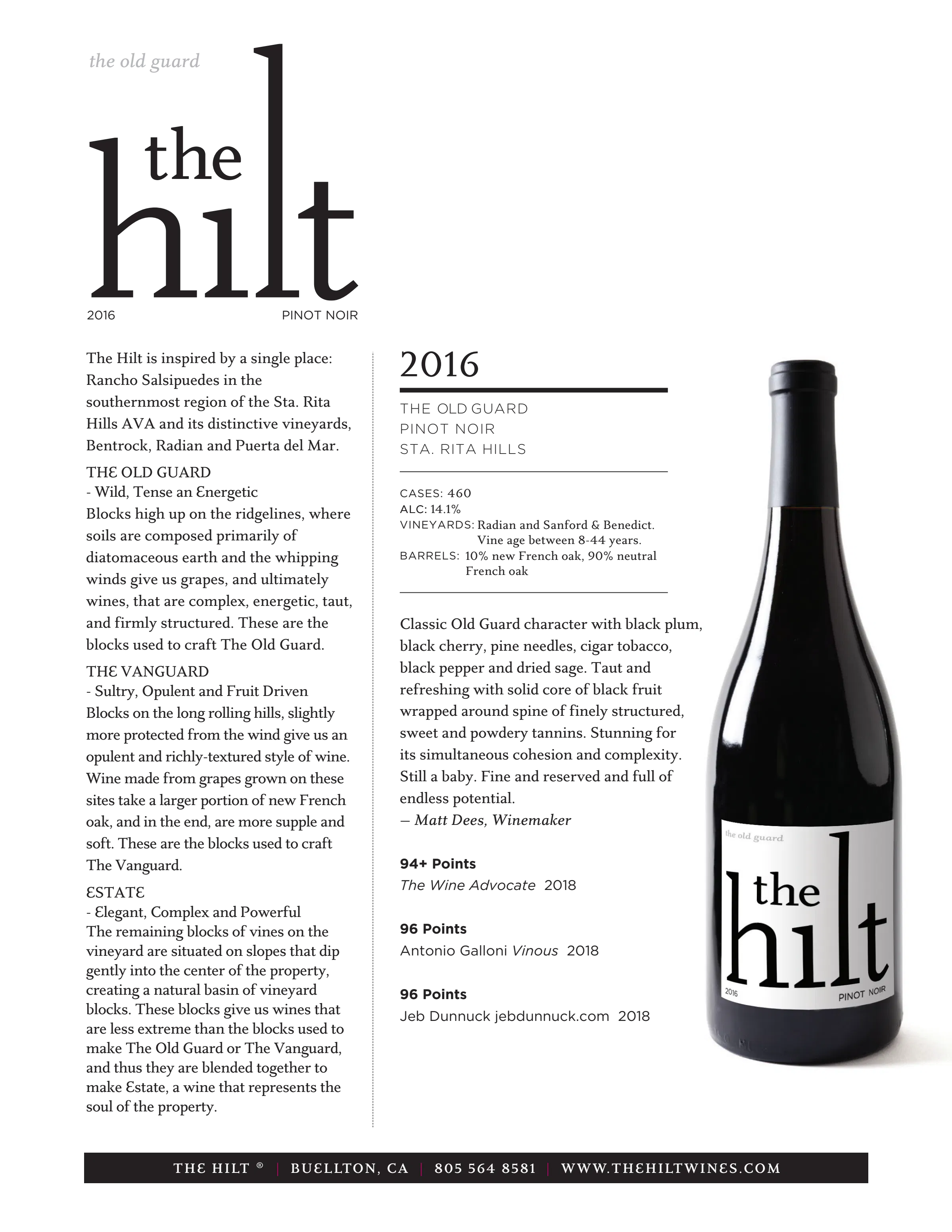 2016 The Old Guard Pinot Noir with Bottle
