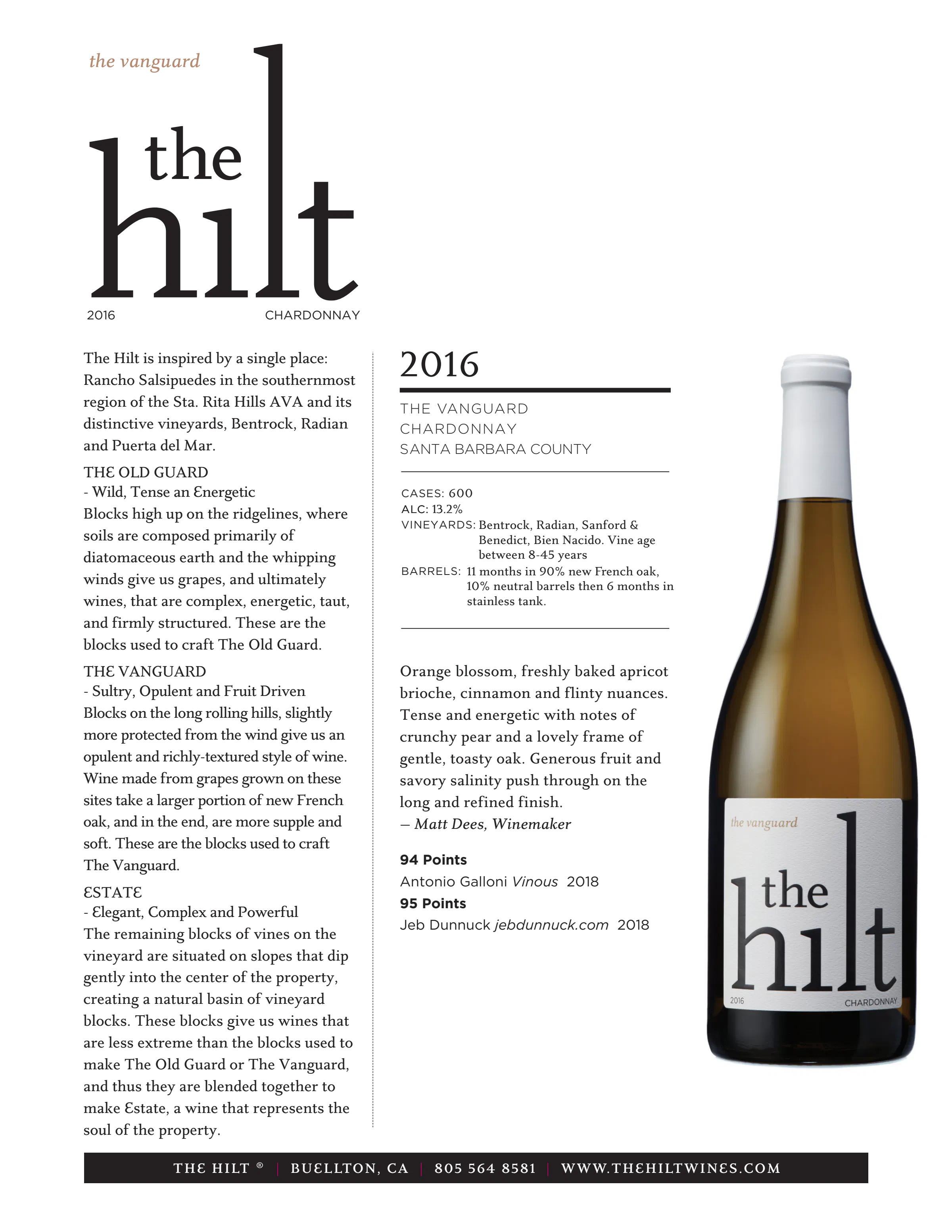 2016 The Vanguard Chardonnay with Bottle