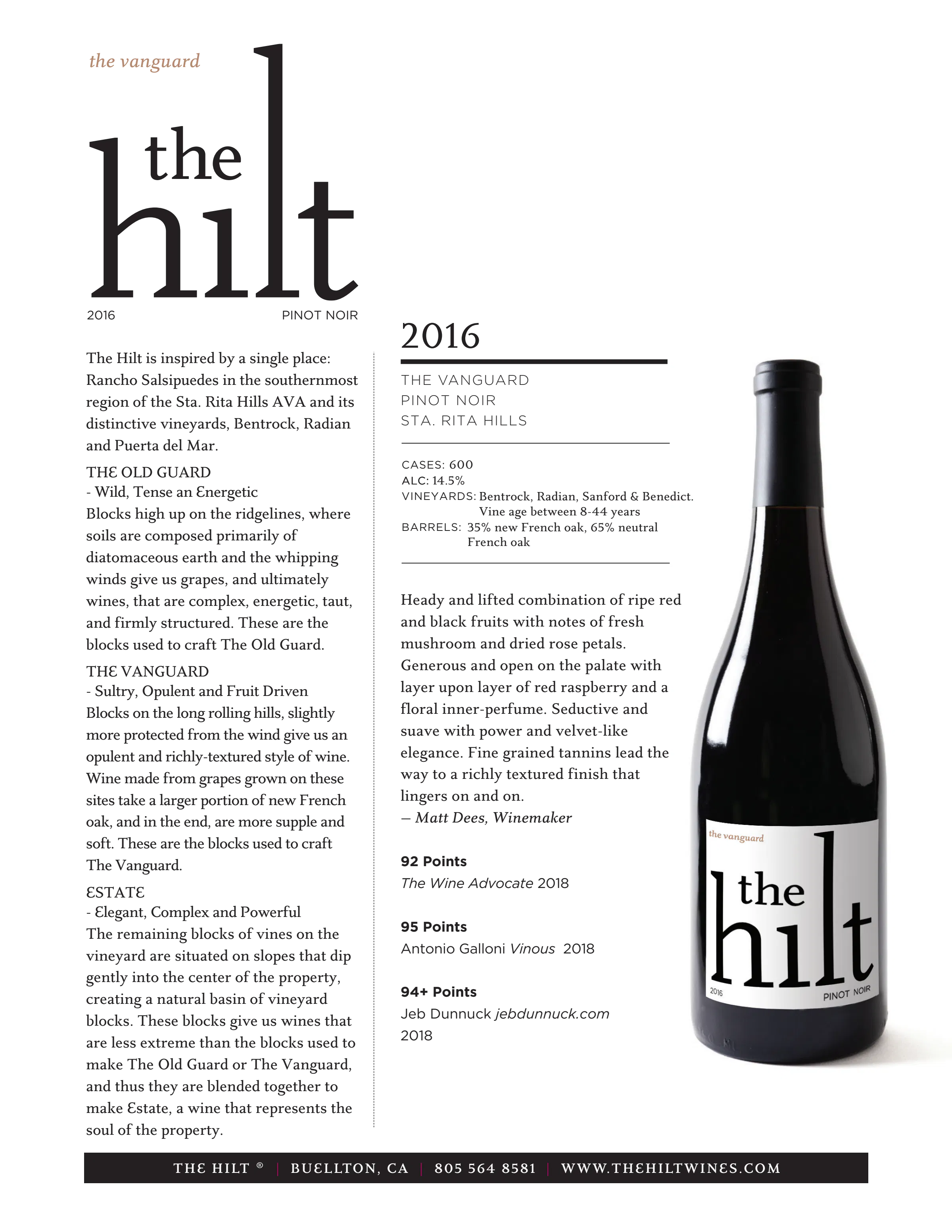 2016 The Vanguard Pinot Noir with Bottle