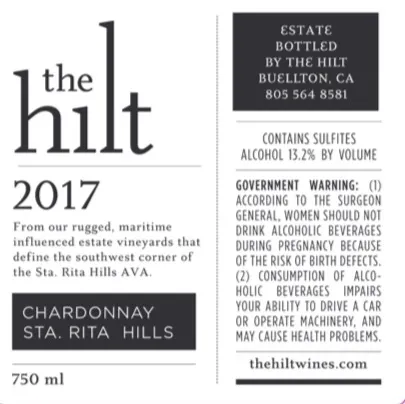 2017 Estate Chardonnay Back