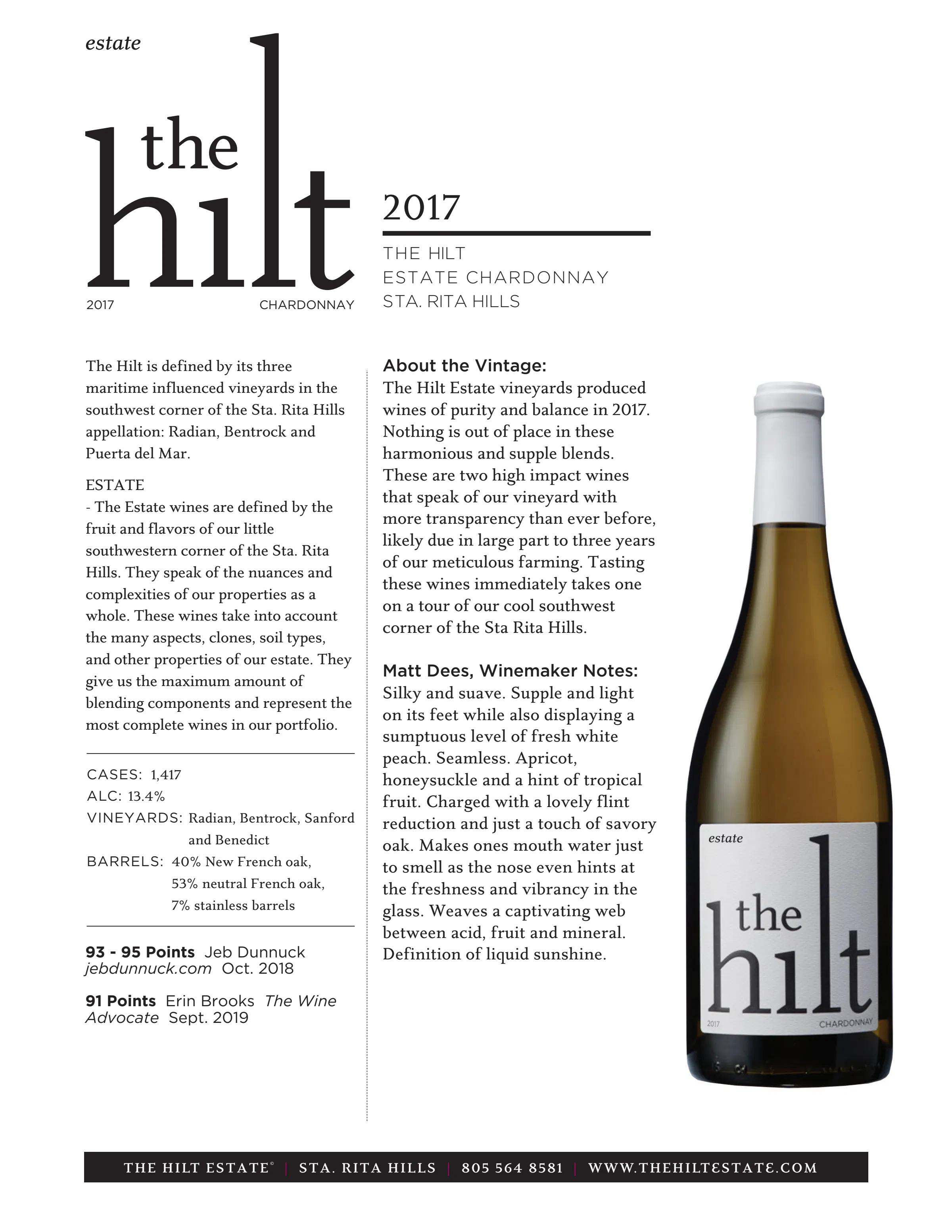 2017 The Hilt Estate Chard WIS w Btl