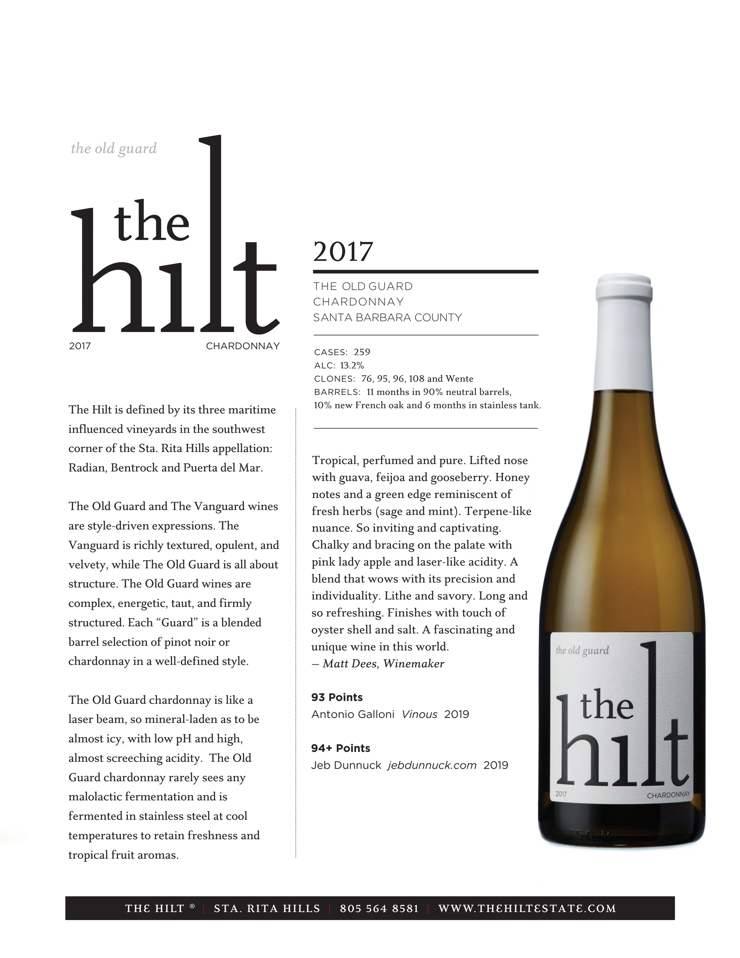 2017 The Hilt The Old Guard Chardonnay w btl