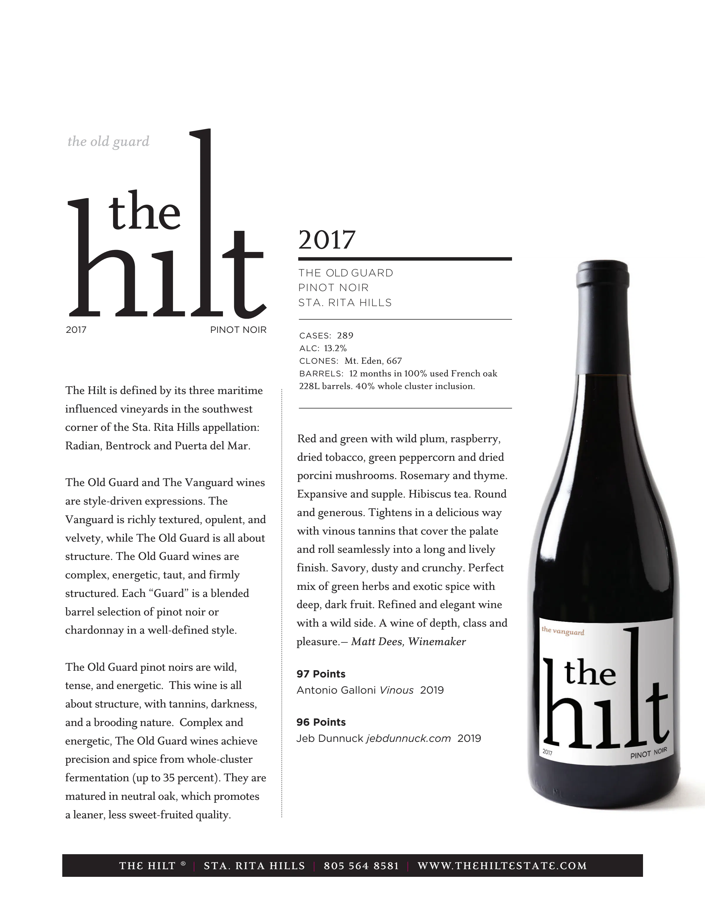 2017 The Hilt The Old Guard Pinot Noir w btl