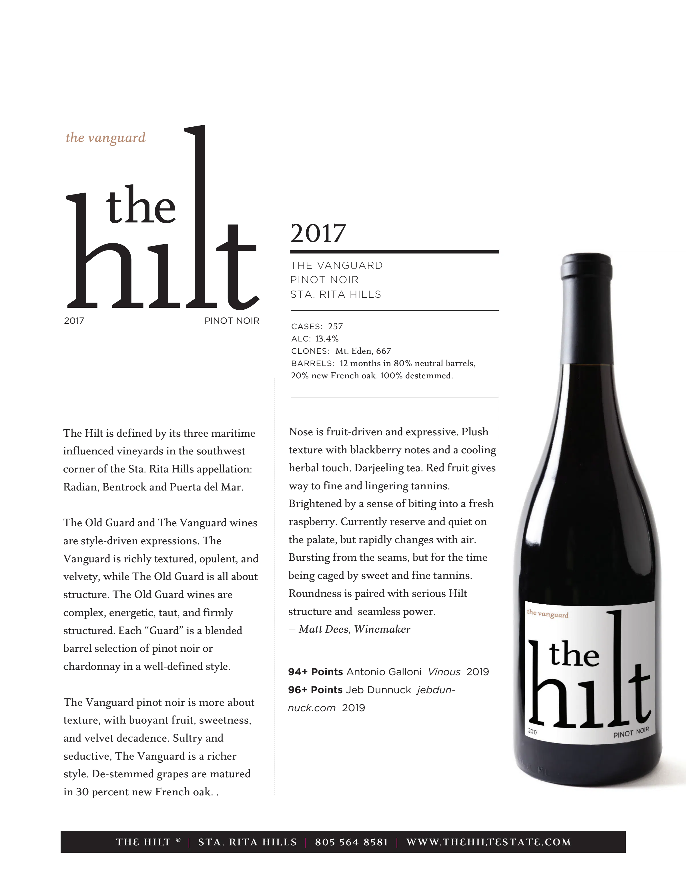 2017 The Hilt The Vanguard Pinot Noir w btl