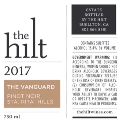 2017 Vanguard Pinot Noir Back