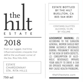 2018 Chardonnay Estate Back