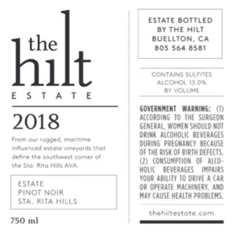 2018 Pinot Noir Estate Back