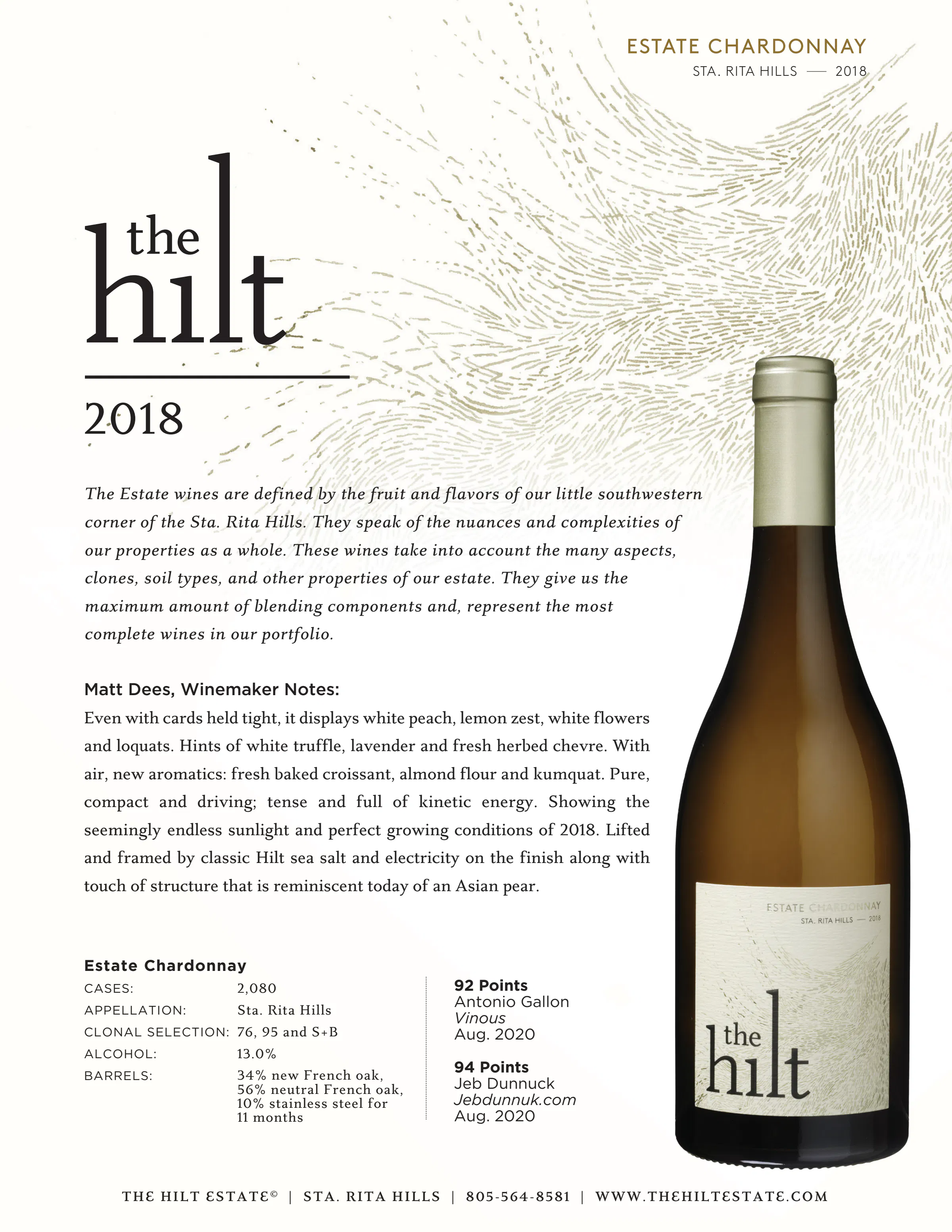 2018 The Hilt Estate Chard Tasting Notes w Btl