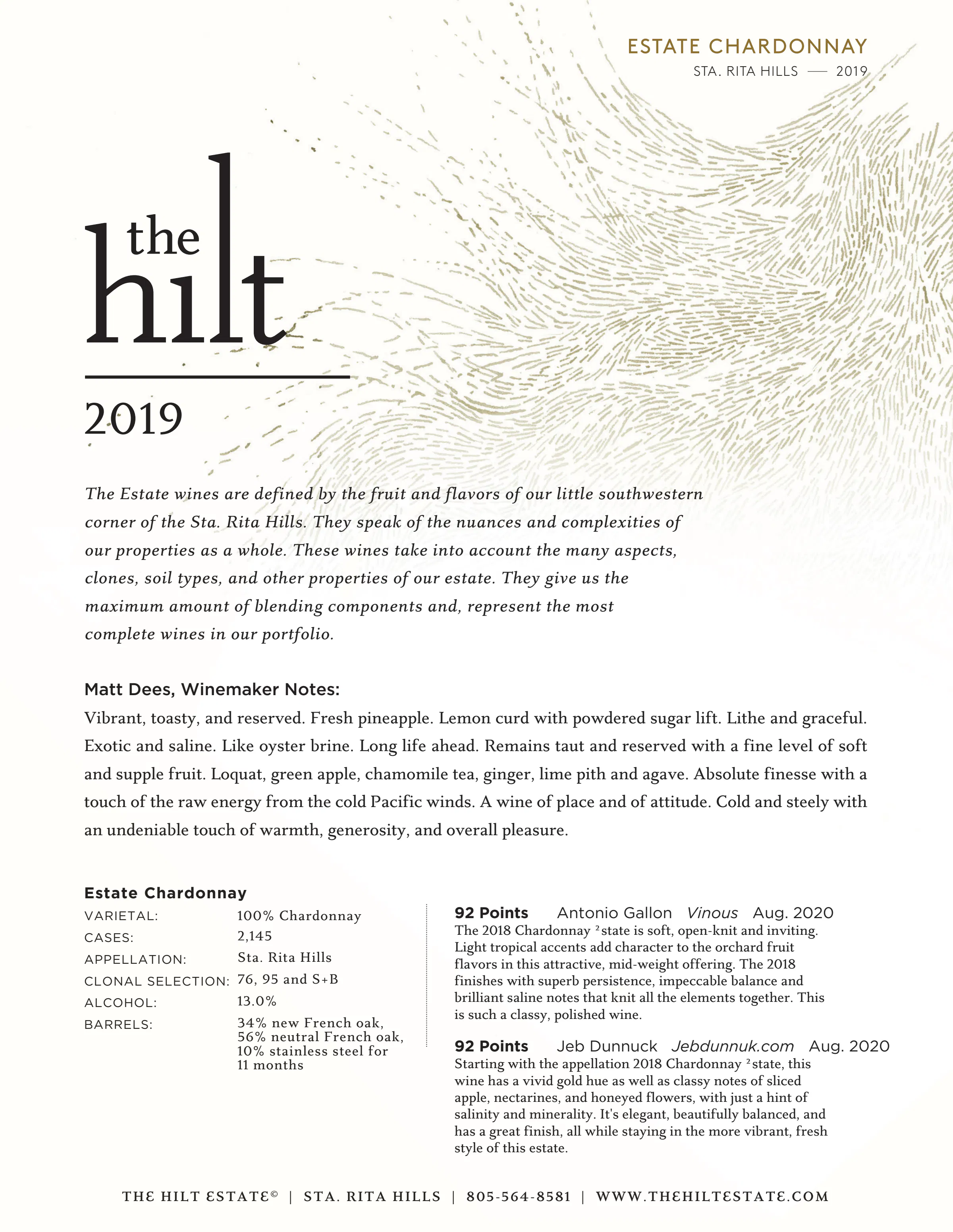 2019 The Hilt Estate Chard Tasting Notes