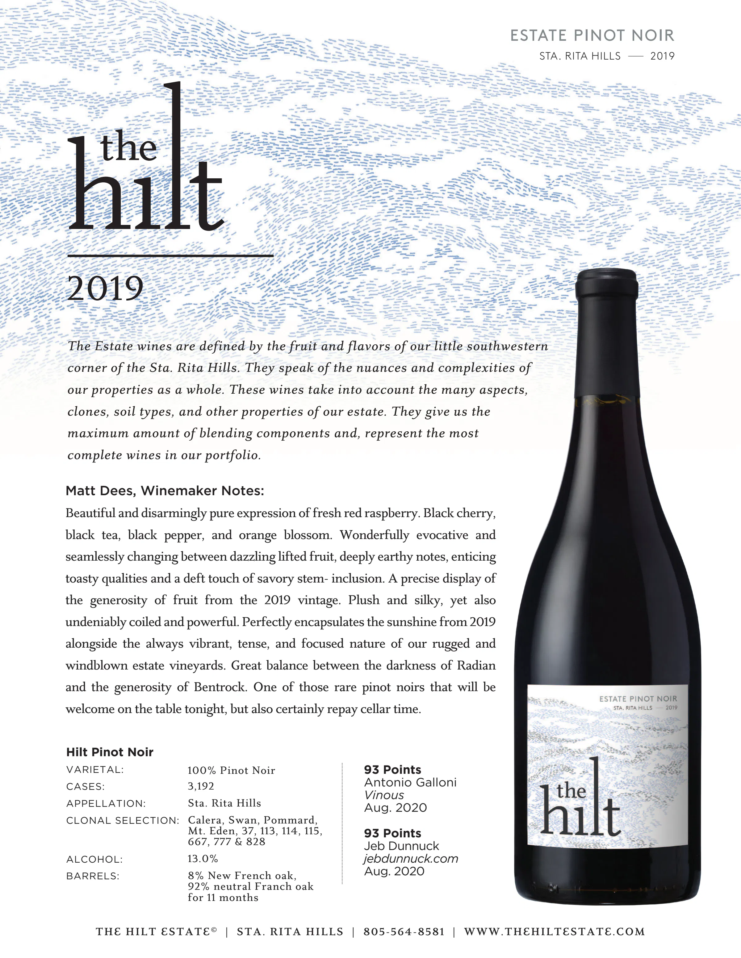 2019 The Hilt Estate Pinot Noir Tasting Notes w Btl