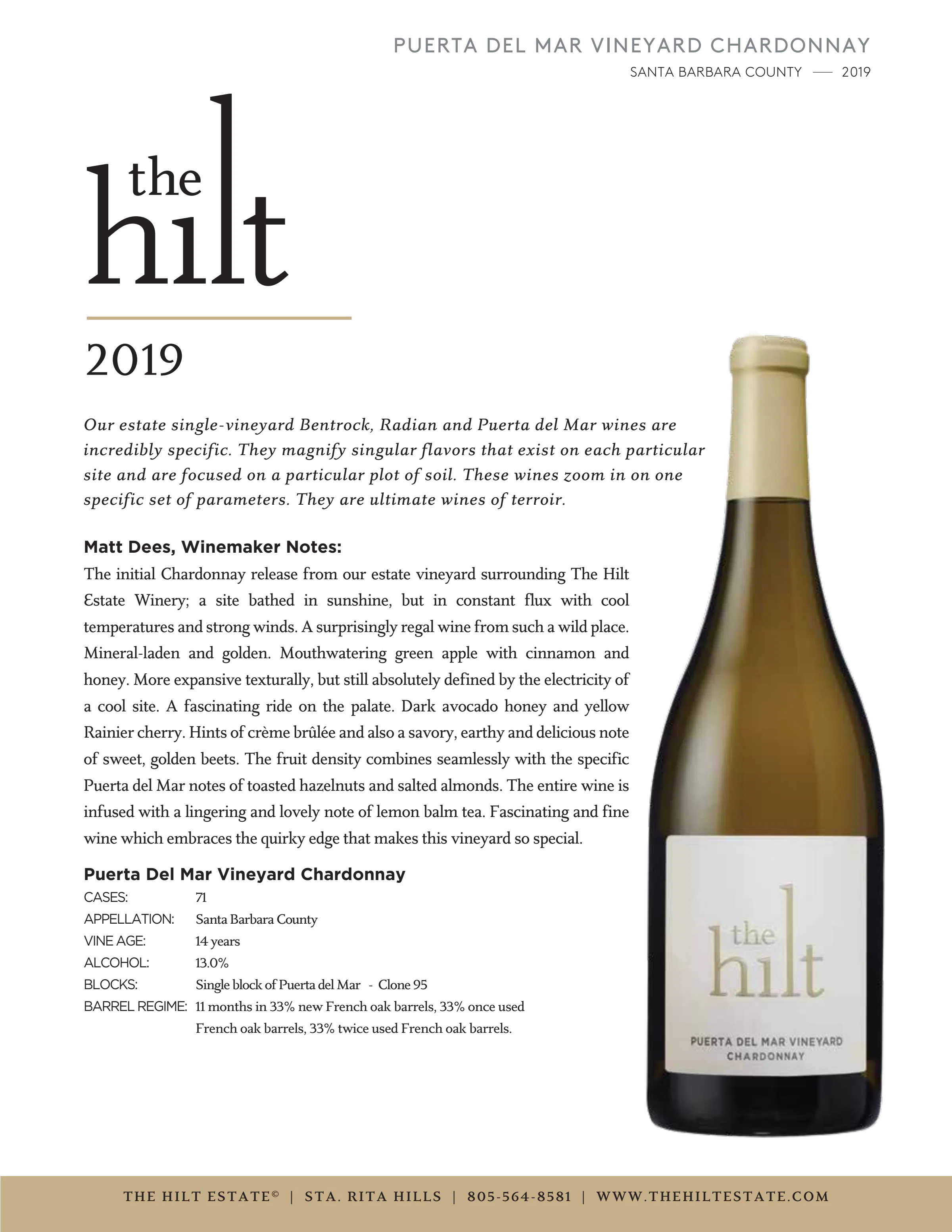2019 The Hilt PDM CH Tasting Notes w Btl