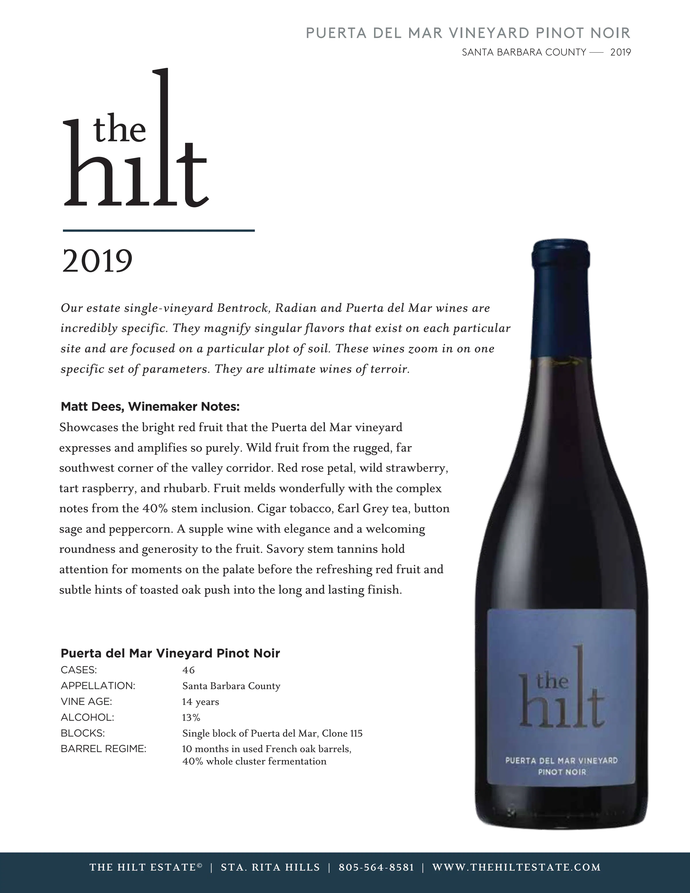 2019 The Hilt PDM PN Tasting Notes w Btl