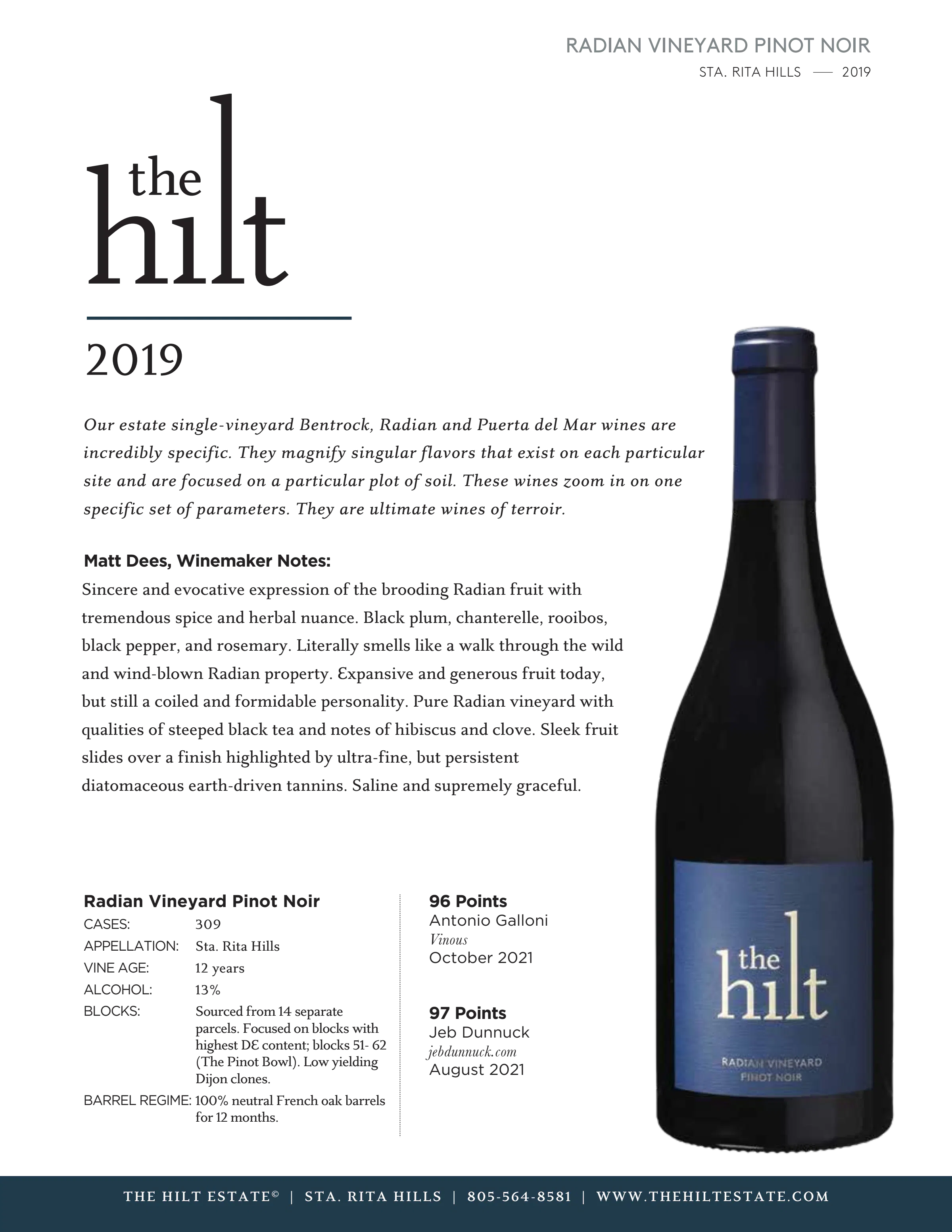 2019 The Hilt R Adian PN Tasting Notes w Btl