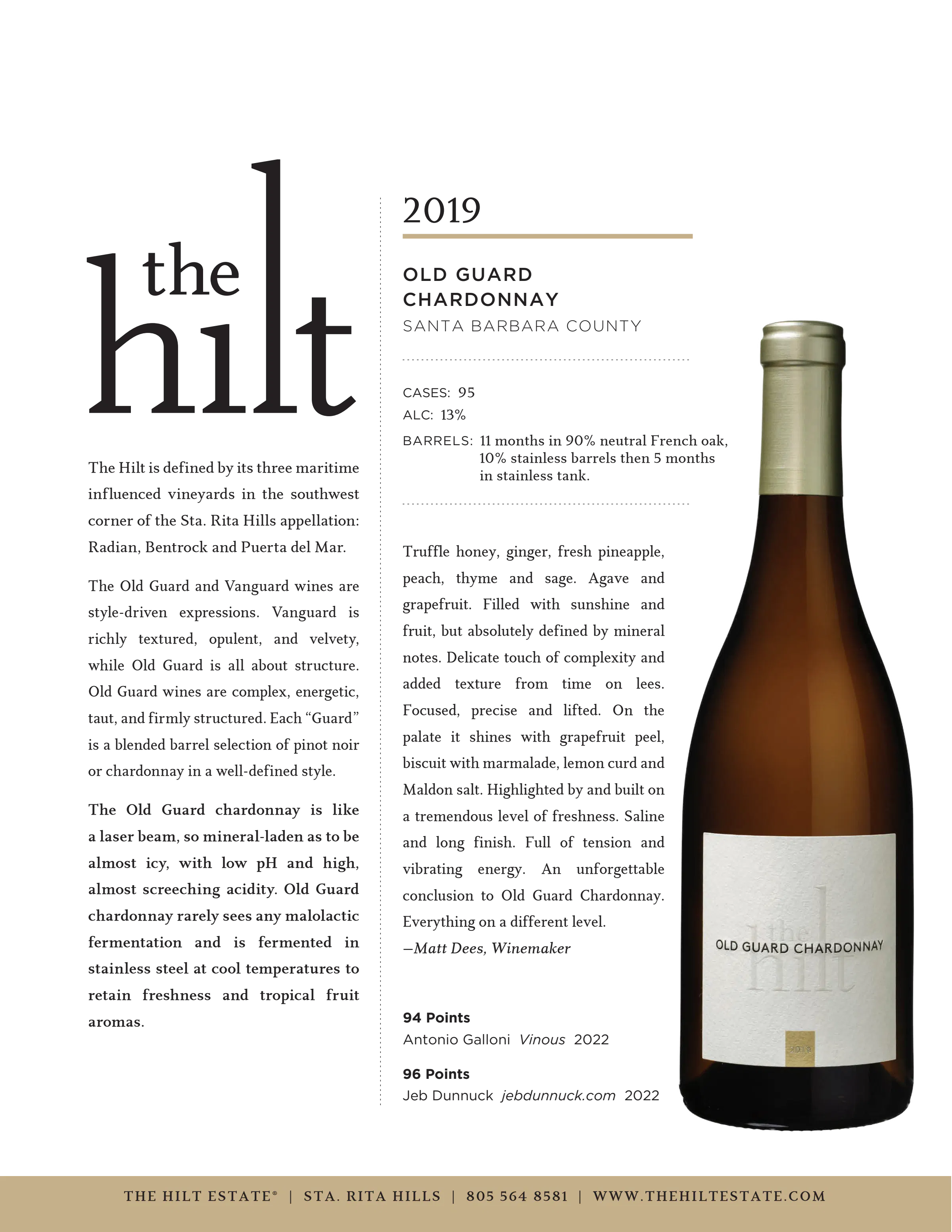 2019 The Hilt The Old Guard Chardonnay with Bottle