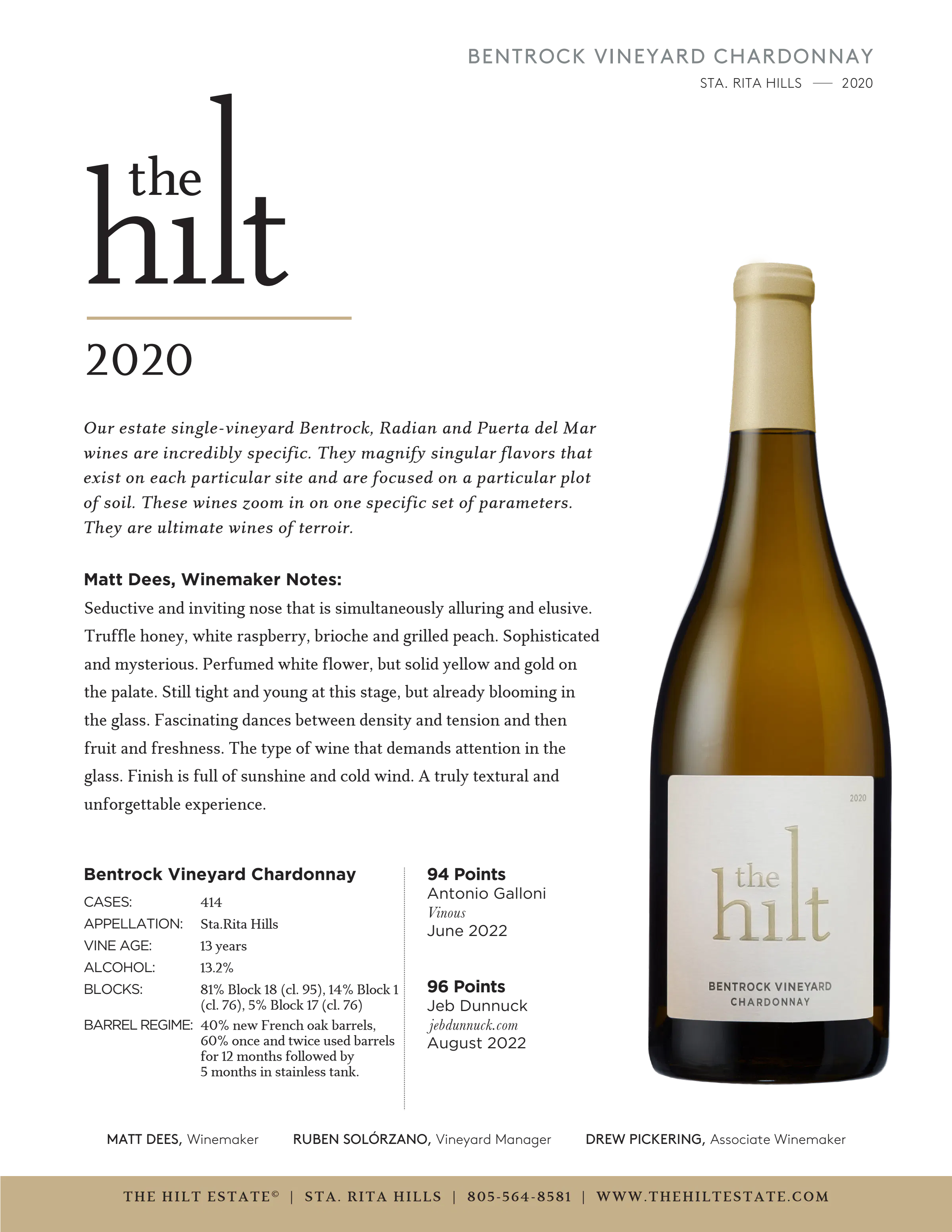 2020 The Hilt Bentrock CH Tasting Notes w Btlr