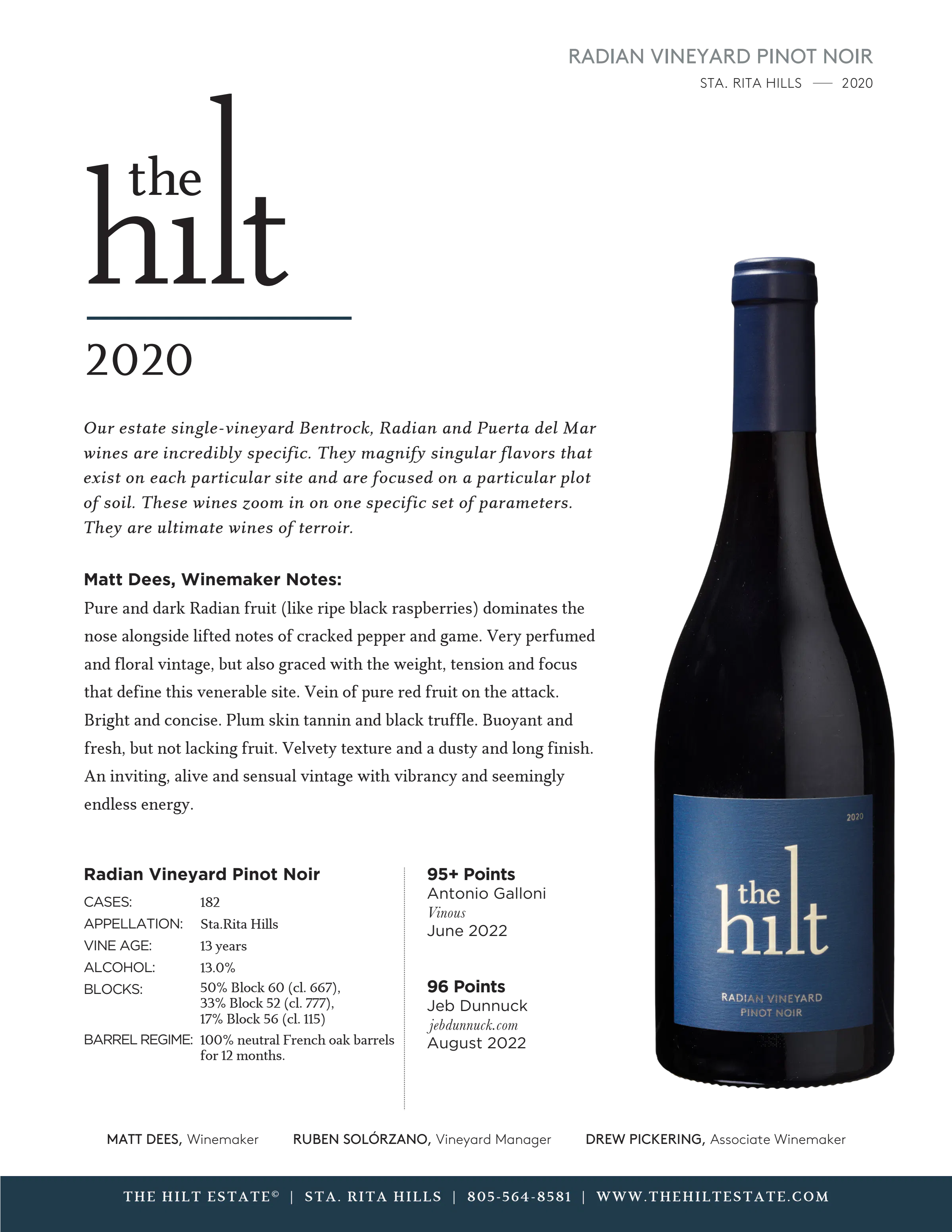 2020 The Hilt Radian PN Tasting Notes w Btlr