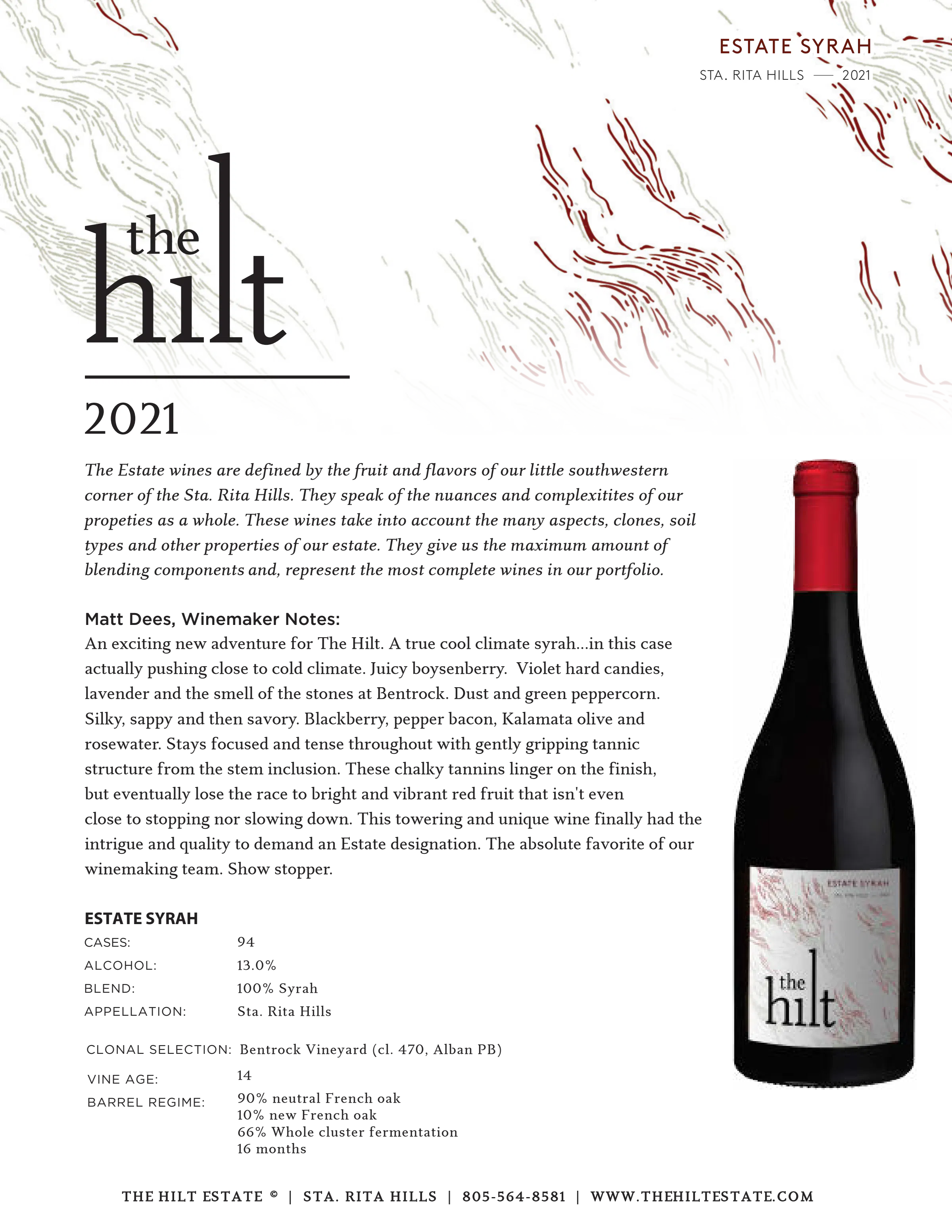 2021 The Hilt Estate Syrah Tasting Notes With Bottle Final