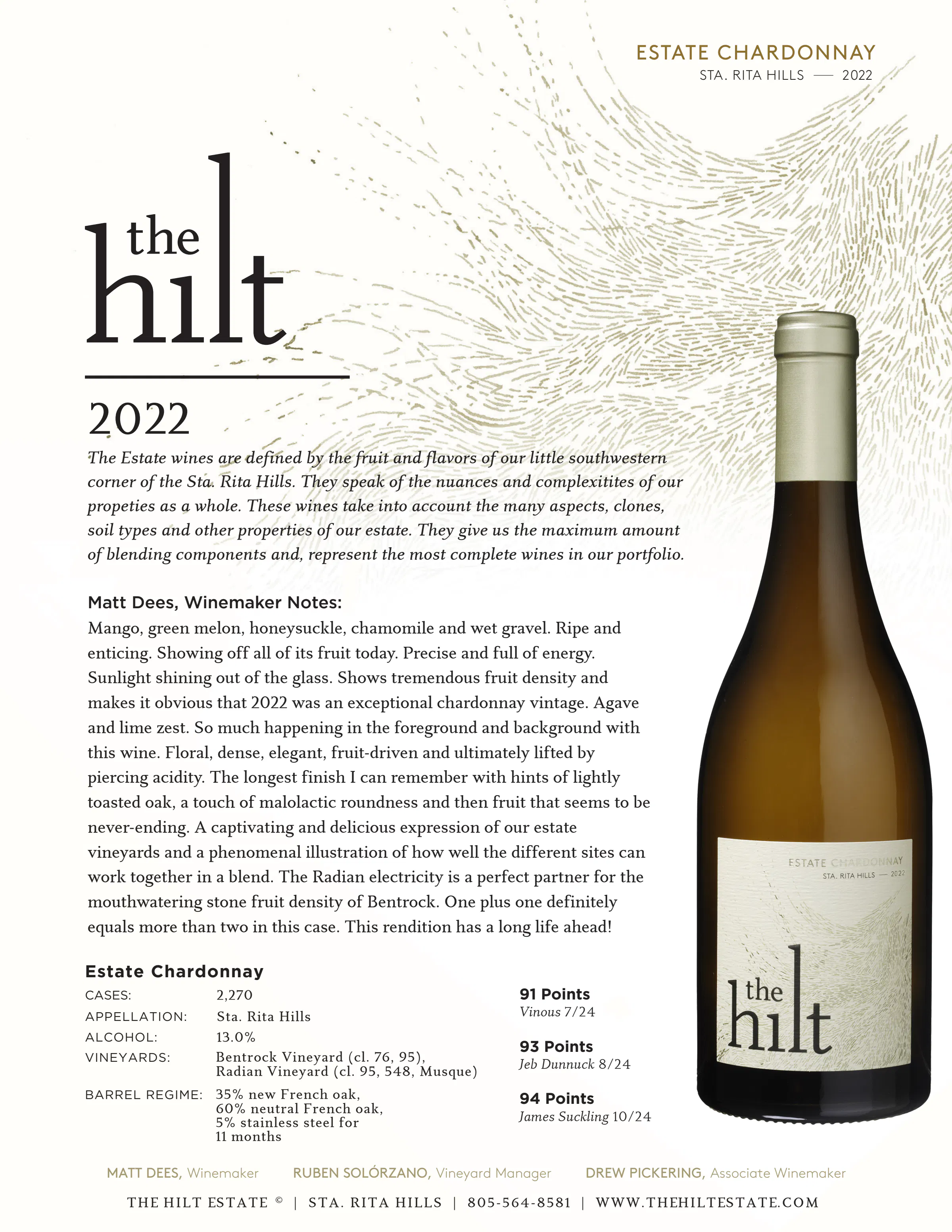 2022 The Hilt Estate Chardonnay Tasting Notes Btl Scores Updated August 2025