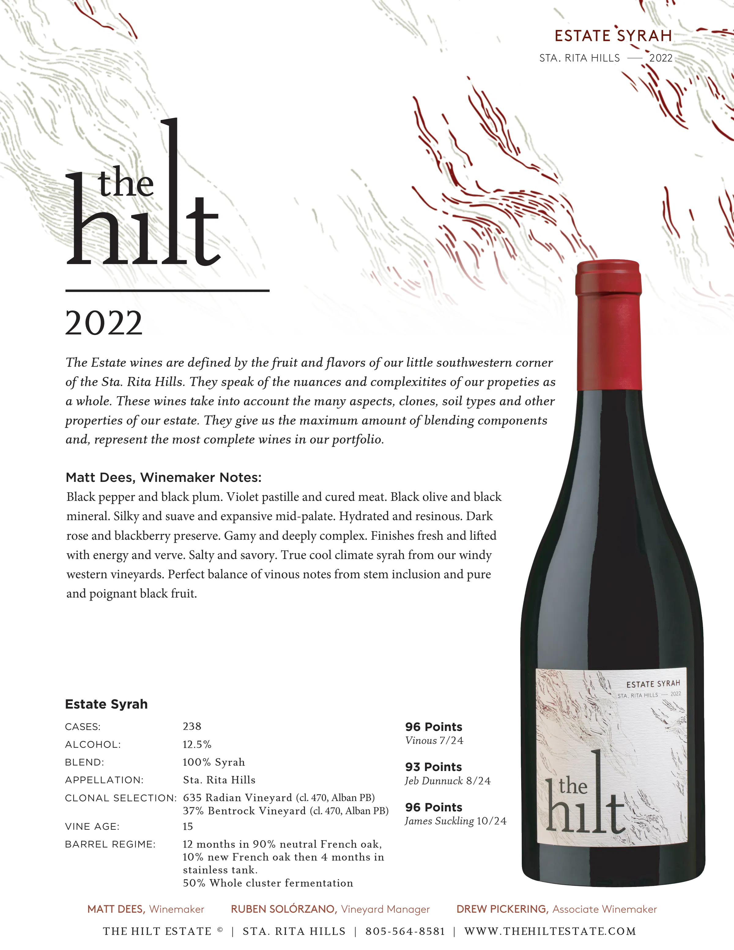 2022 The Hilt Estate Syrah Tasting Notes Btl Scores Updated August 2025