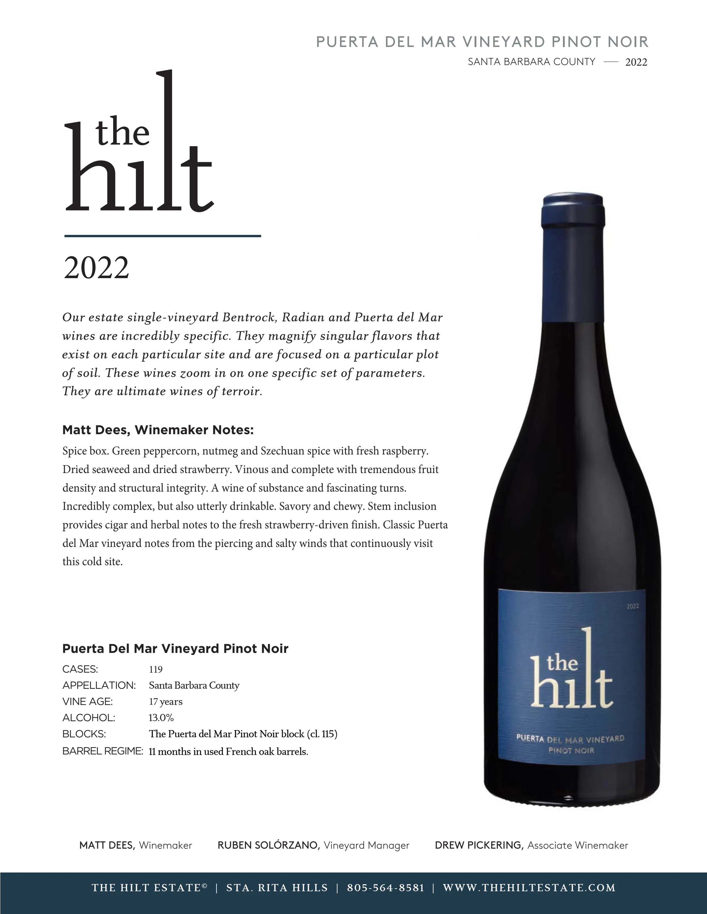 2022 The Hilt PDM Pinot Noir