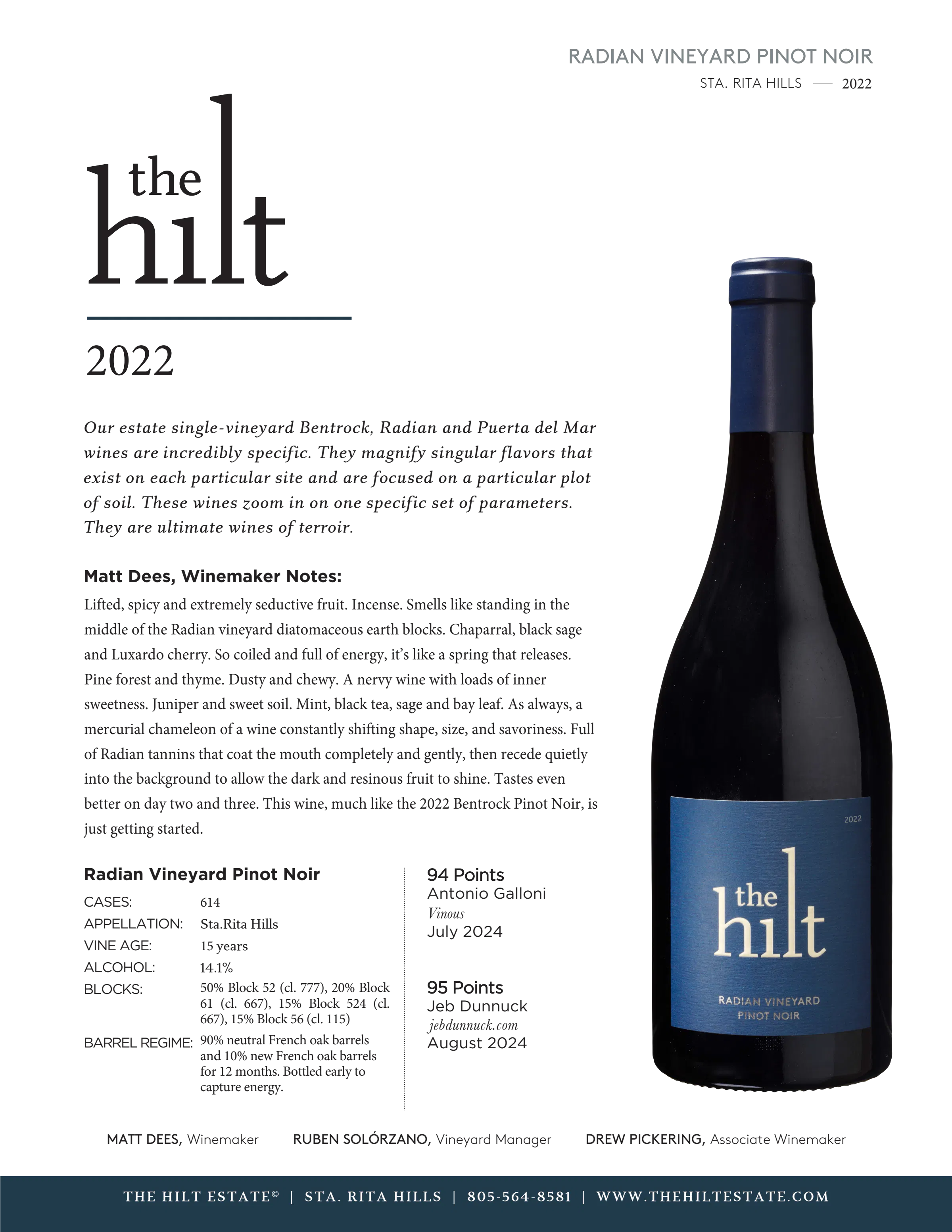 2022 The Hilt Radian Pinot Noir