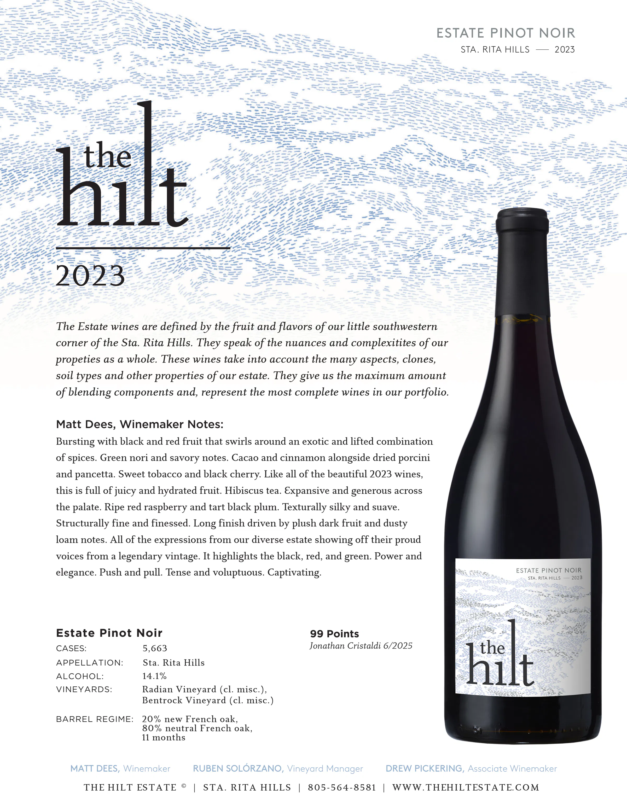 2023 The Hilt Estate PN Tasting Notes Btl Scores