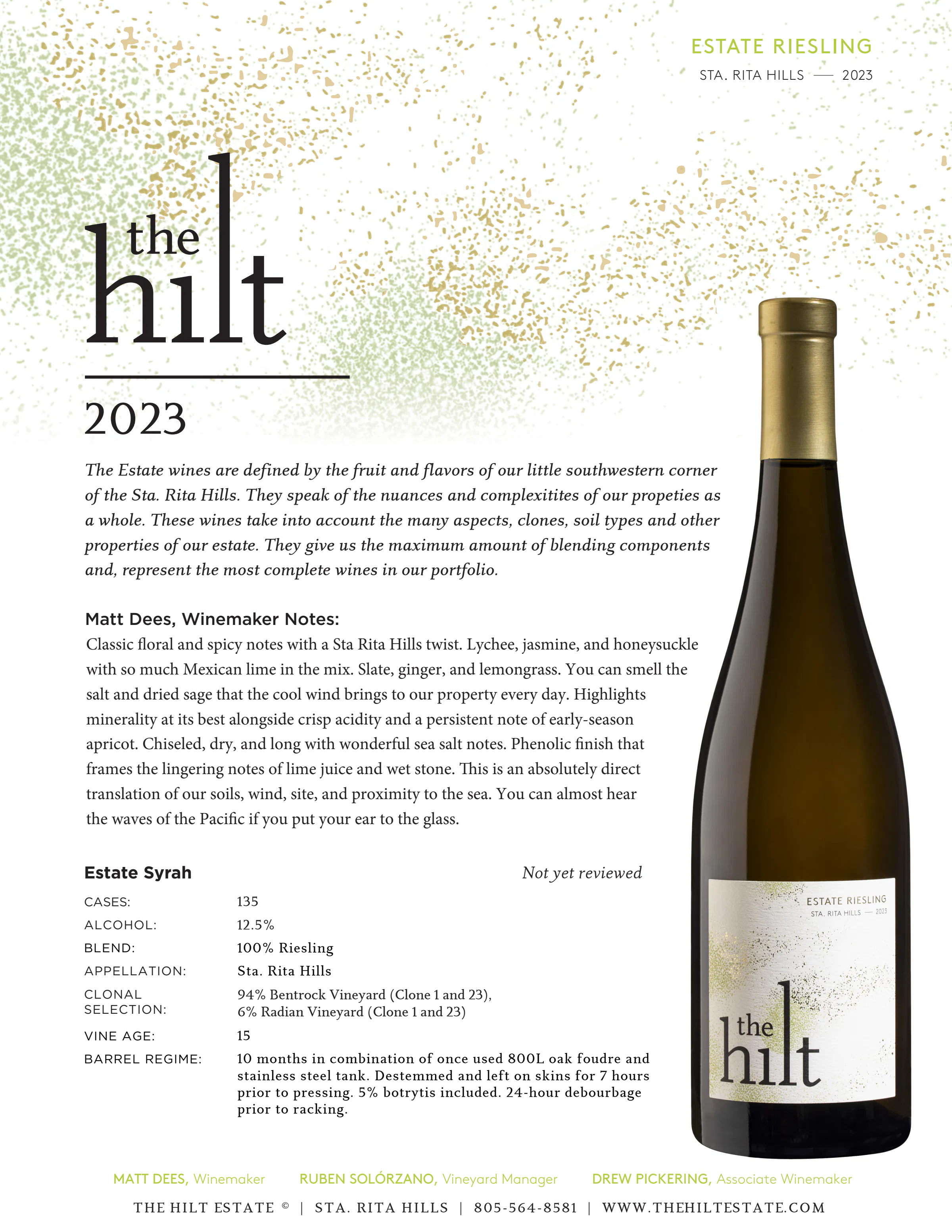 2023 The Hilt Estate Riesling Tasting Notes Btl Scores1