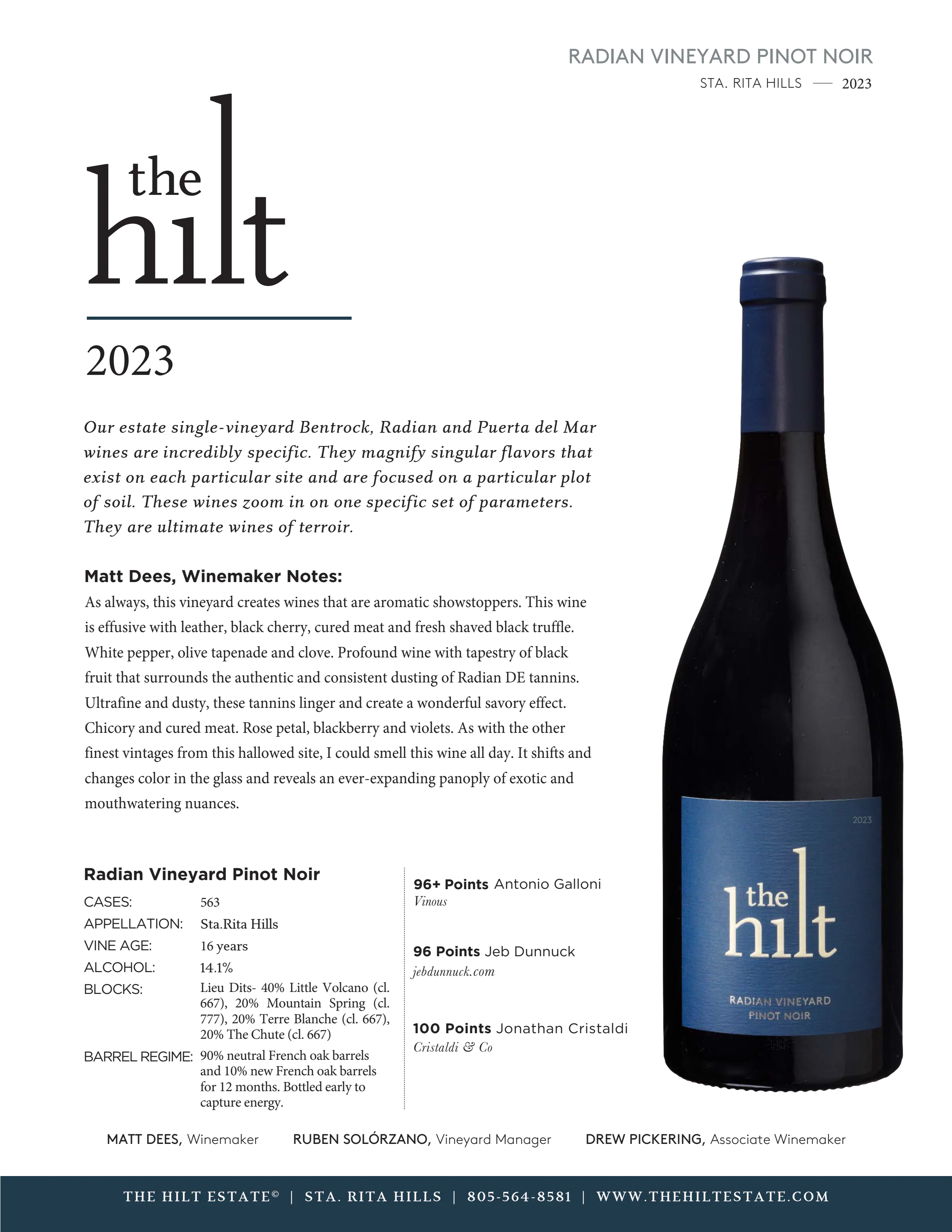 2023 the hilt radian pinot noir