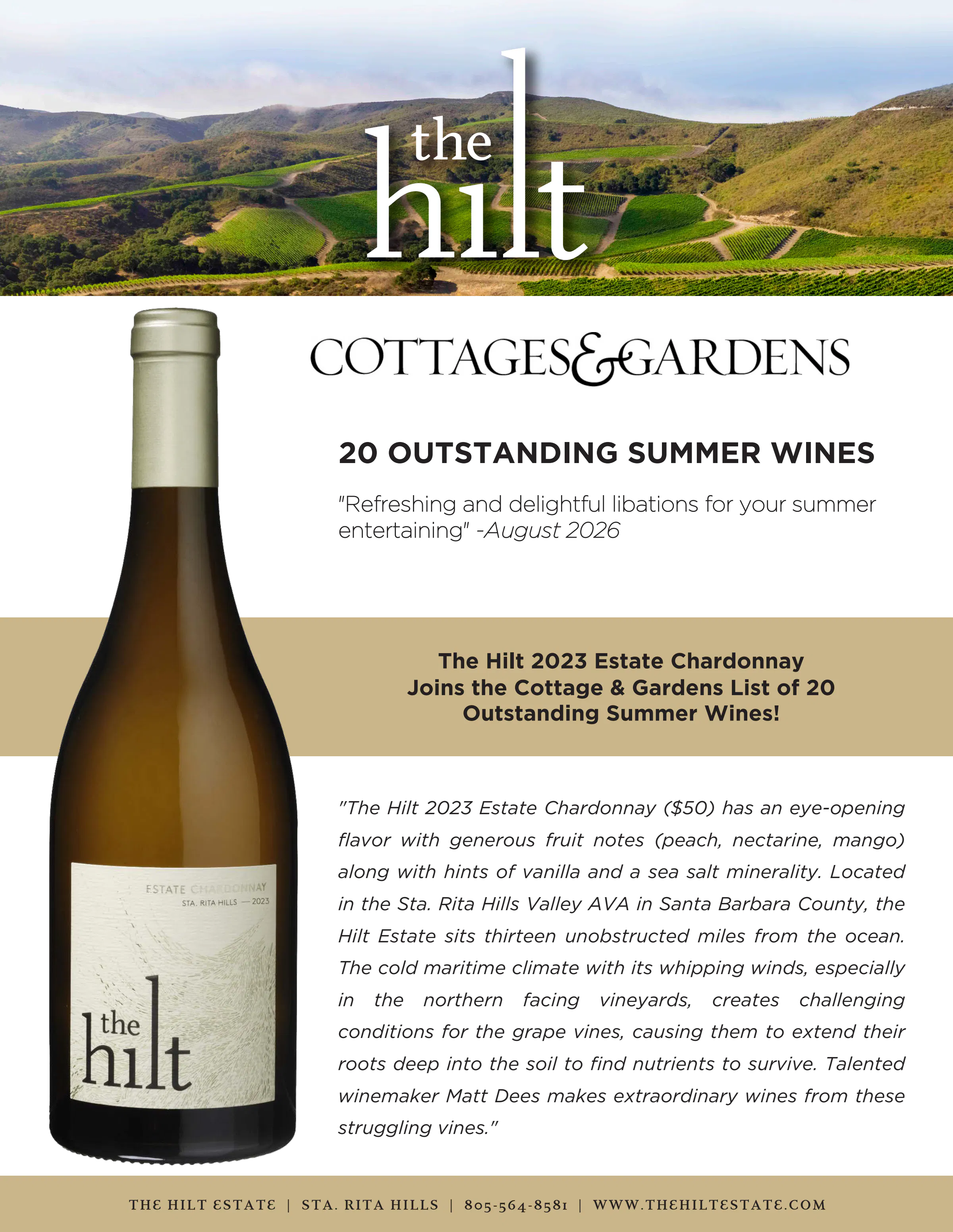 Hilt 23 Estate chard CG Summer Wines acclaim
